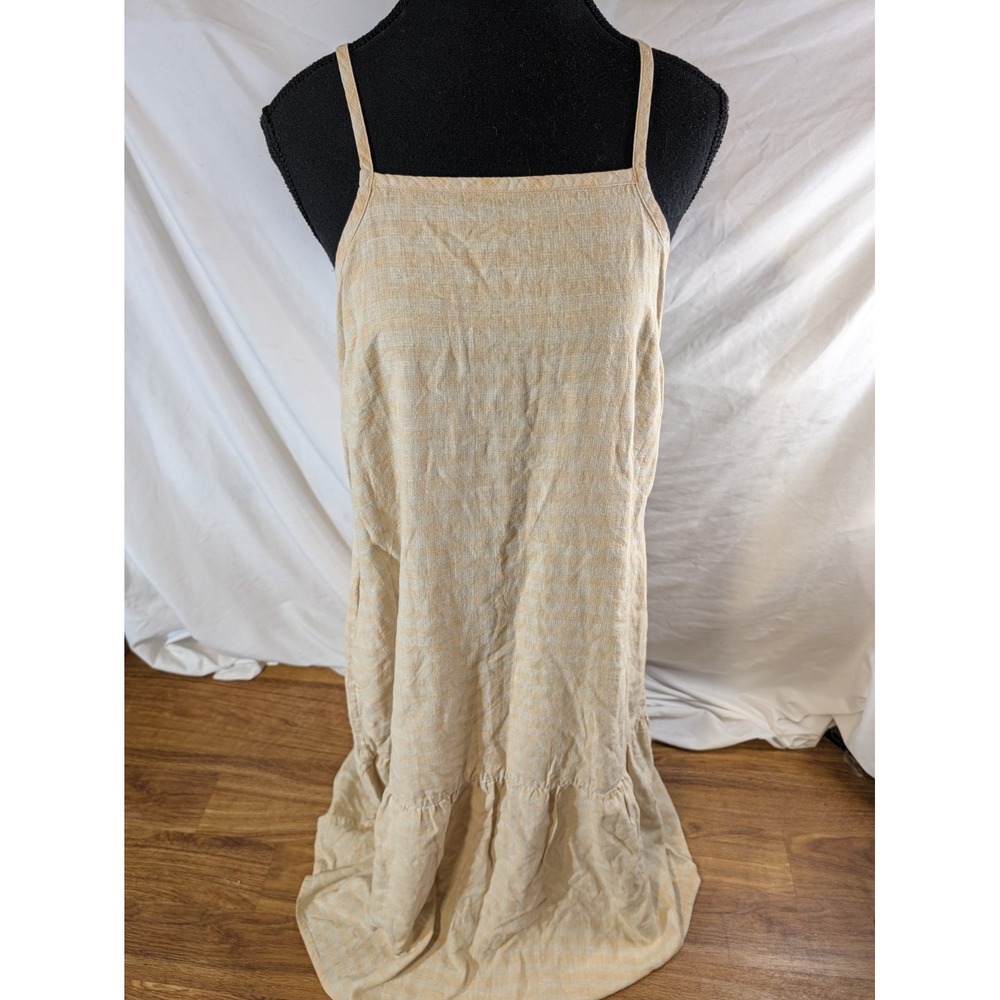 Patagonia Garden Island Tiered Dress Maxi Dress Yellow Plaid Small